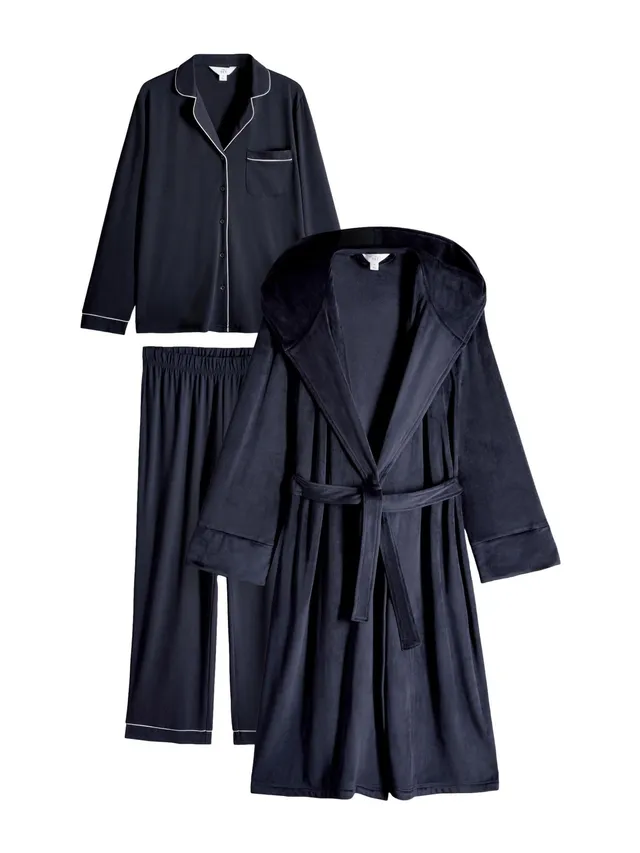 The Set completo 3 pigiami e vestaglia donna morbido