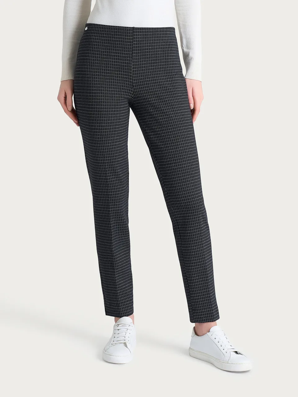 Ragno Eco Jacquard pantalone sigaretta Fant.Nero check skinny