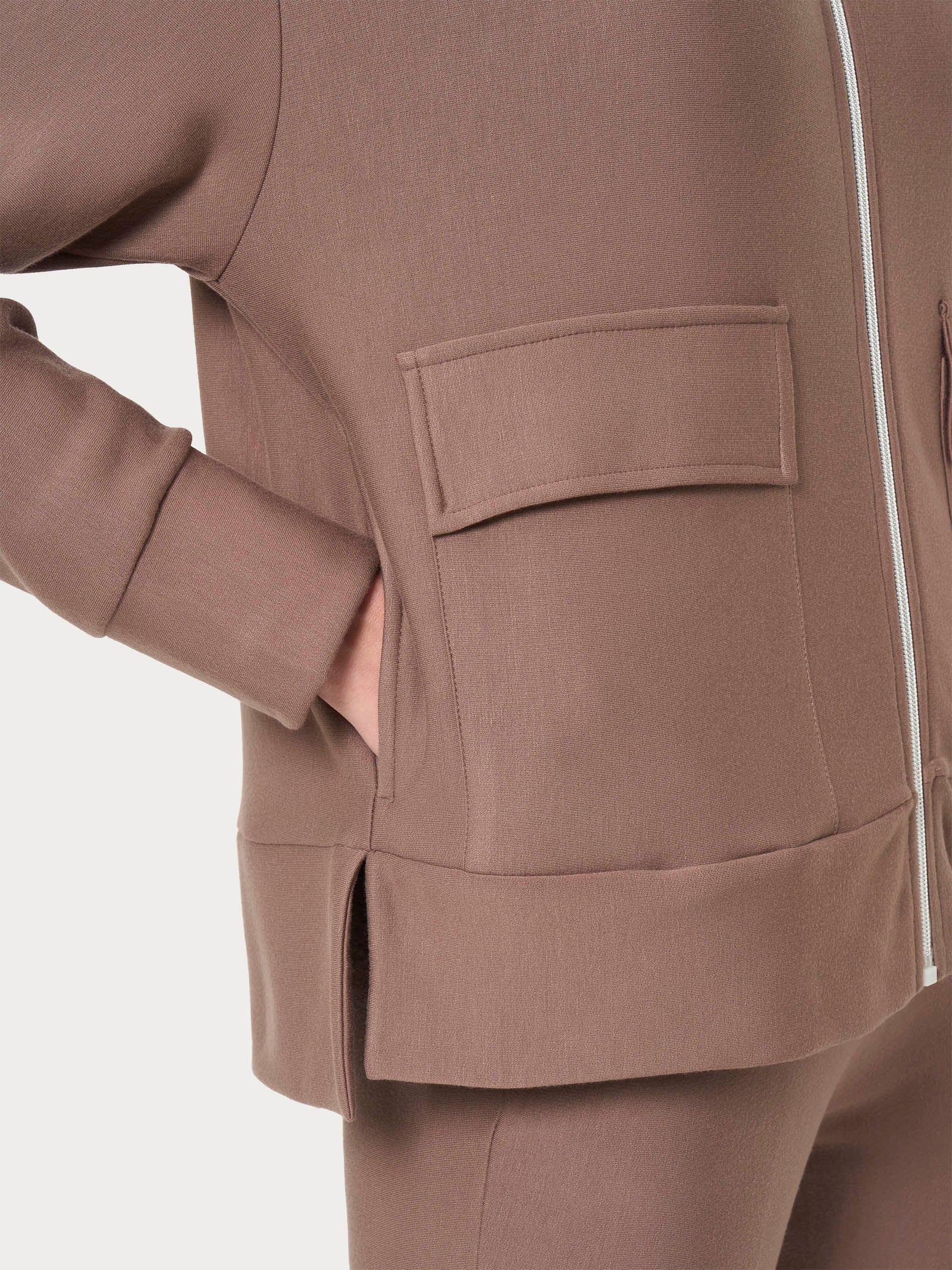Ragno Eco Techno Fleece giacca zip pine bark