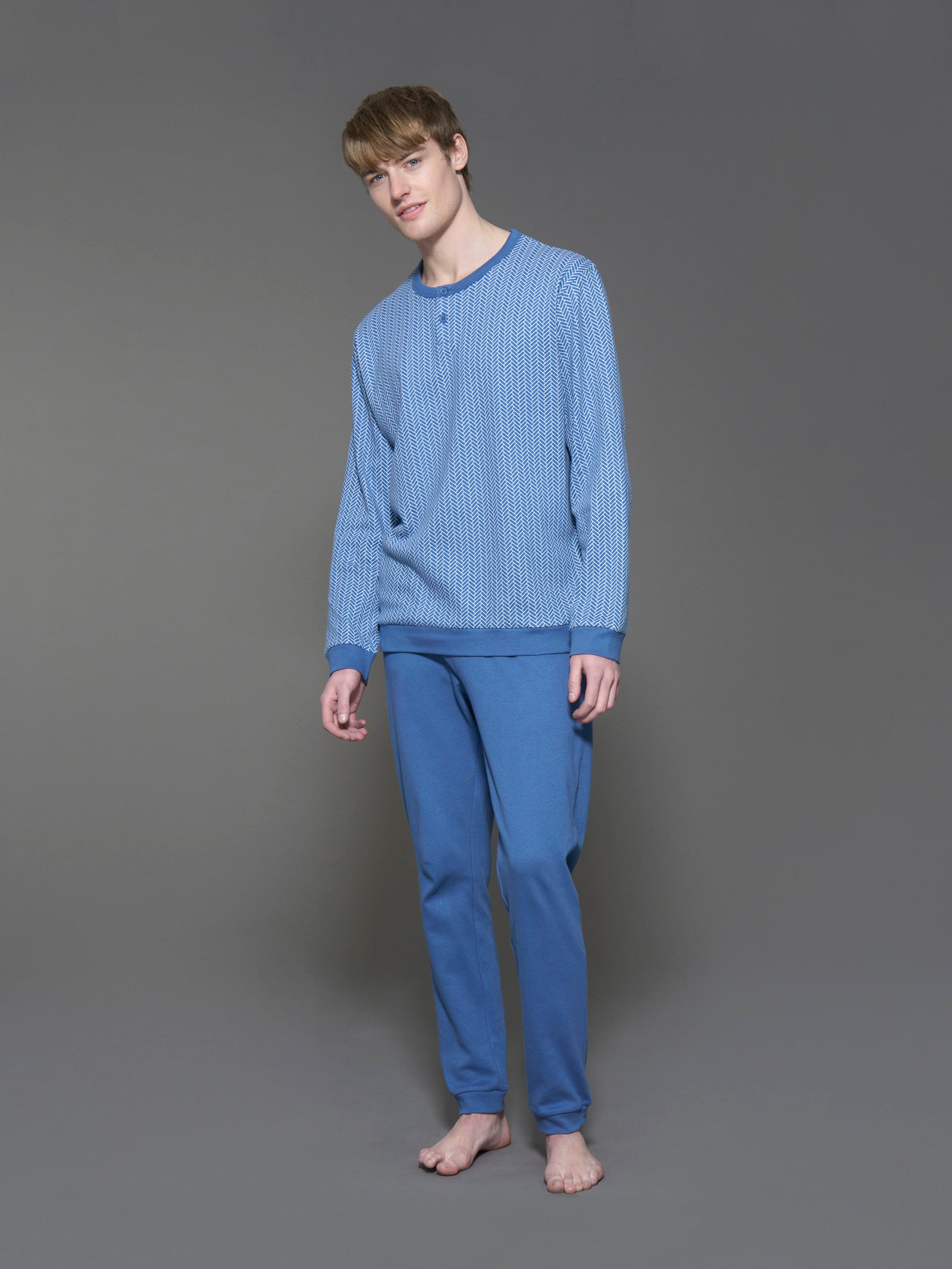 Ragno Sport Pigiama Serafino Bijou Blue interlock cotone