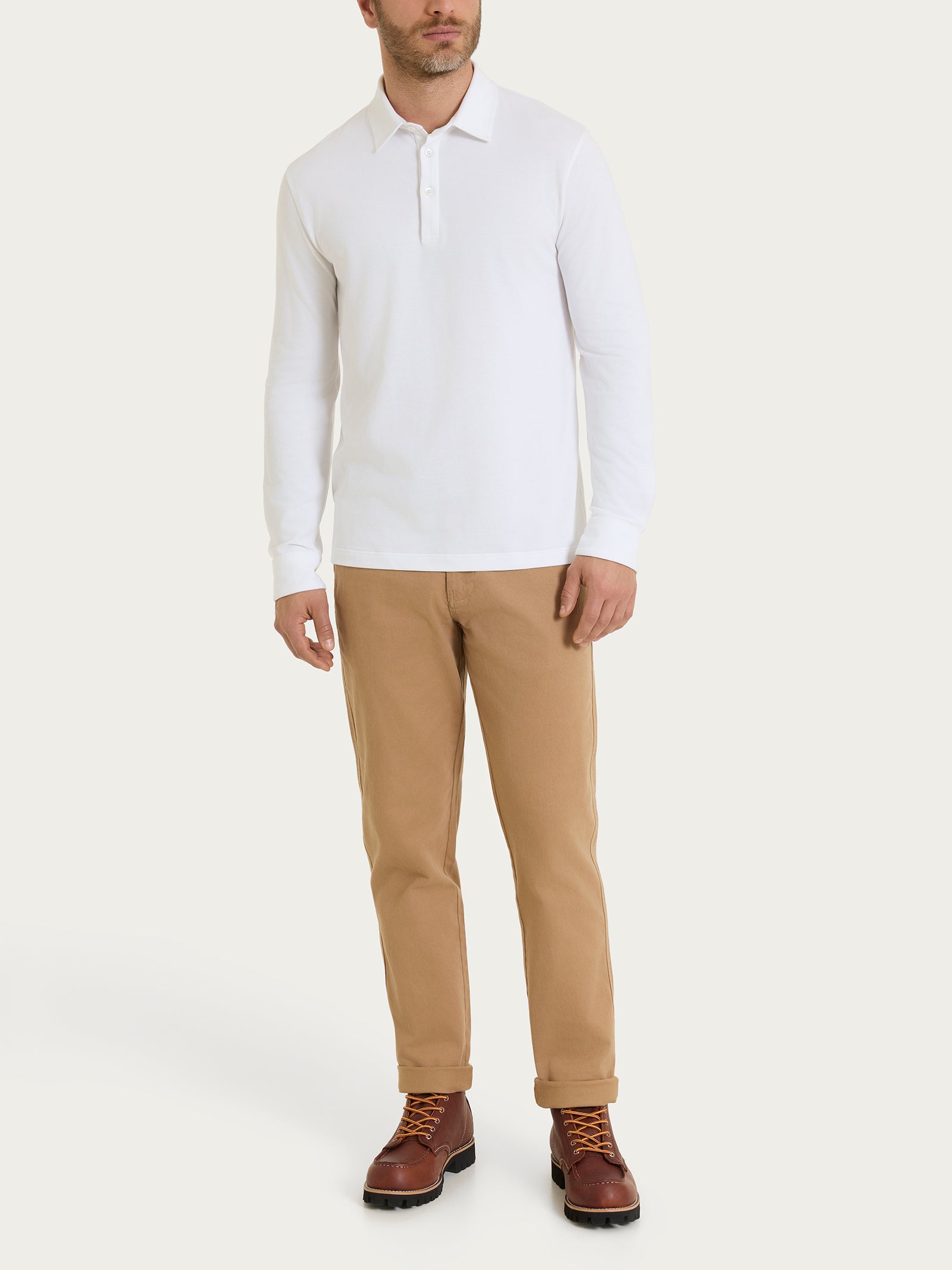 Ragno Cotton Piquet Polo Manica Lunga Bianco Cotone