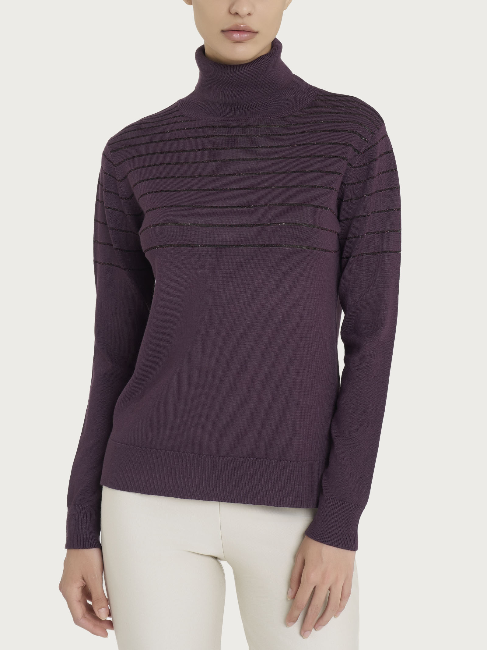 Ragno Four Seasons Dolcevita righe lurex Viola Plum Perfect