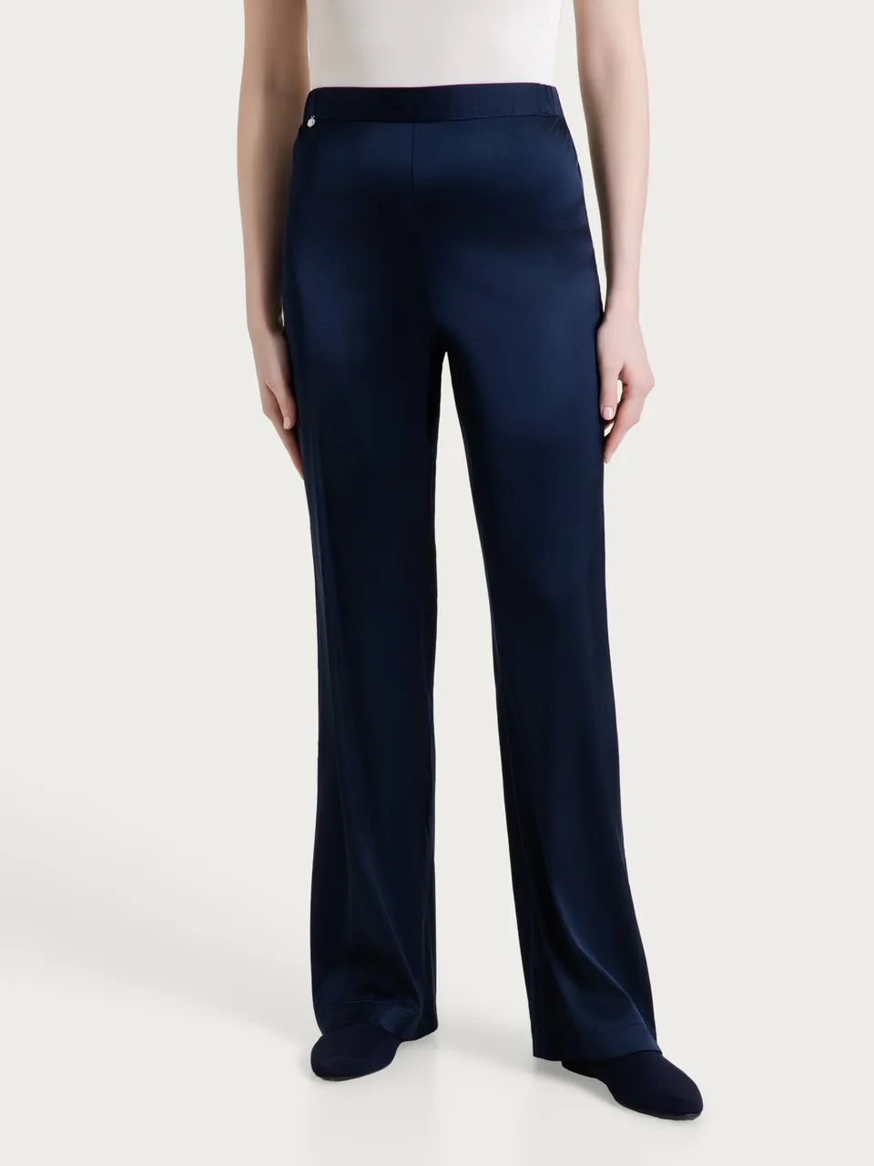 Ragno Stretch Satin pantalone ampio donna Bleu