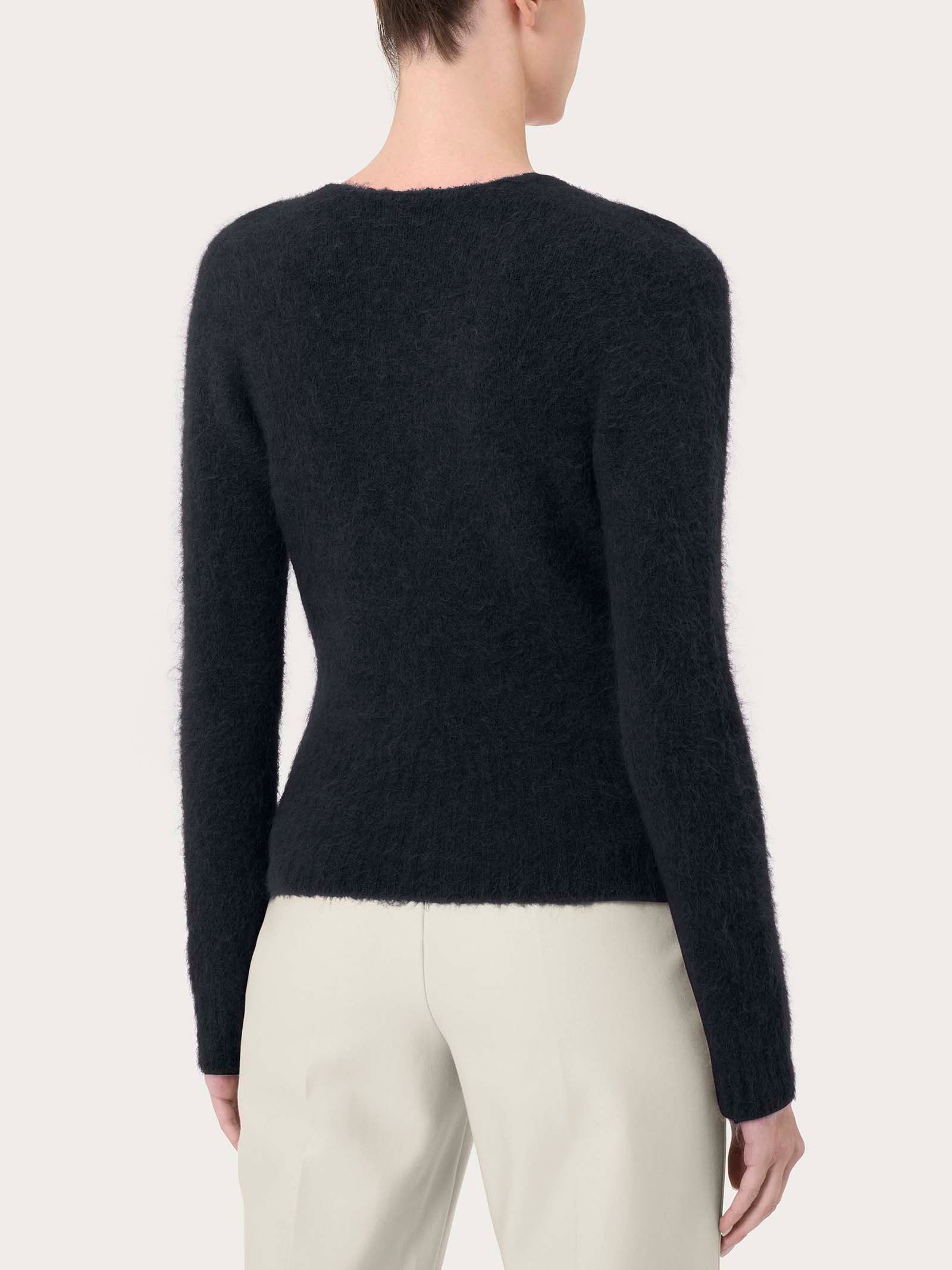 Ragno Alpaca maglia donna Nero incrociata misto lana