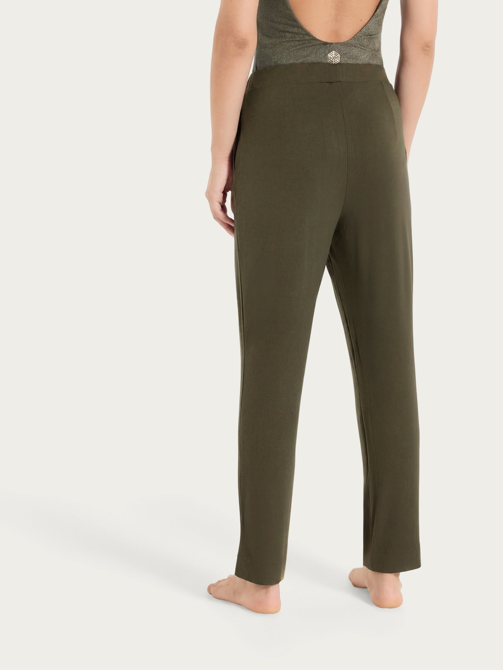 Ragno Viscosa Summer pantalone capri con tasche Dark Olive viscosa