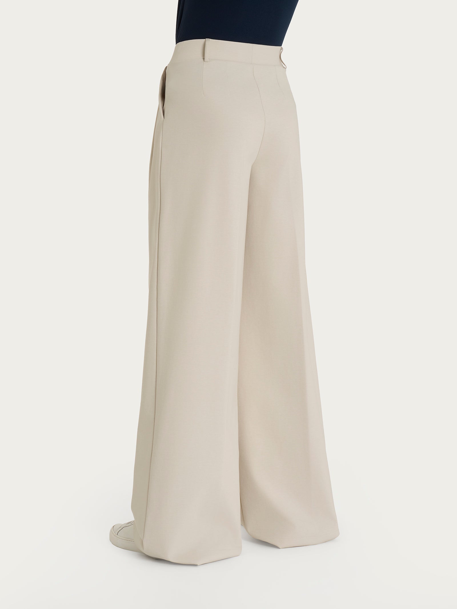Ragno Compact Light pantalone palazzo champignon con tasche