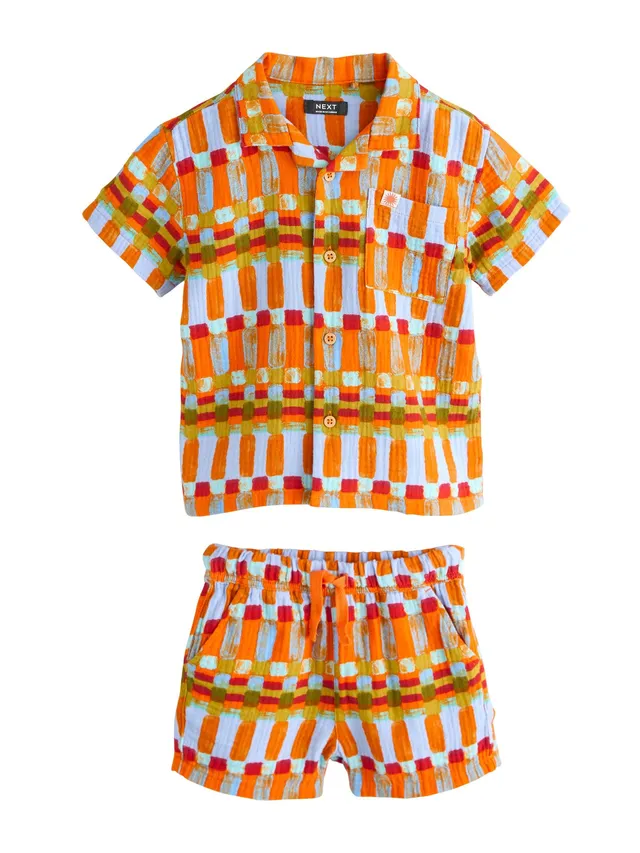 Next completo bambino camicia shorts riga multi