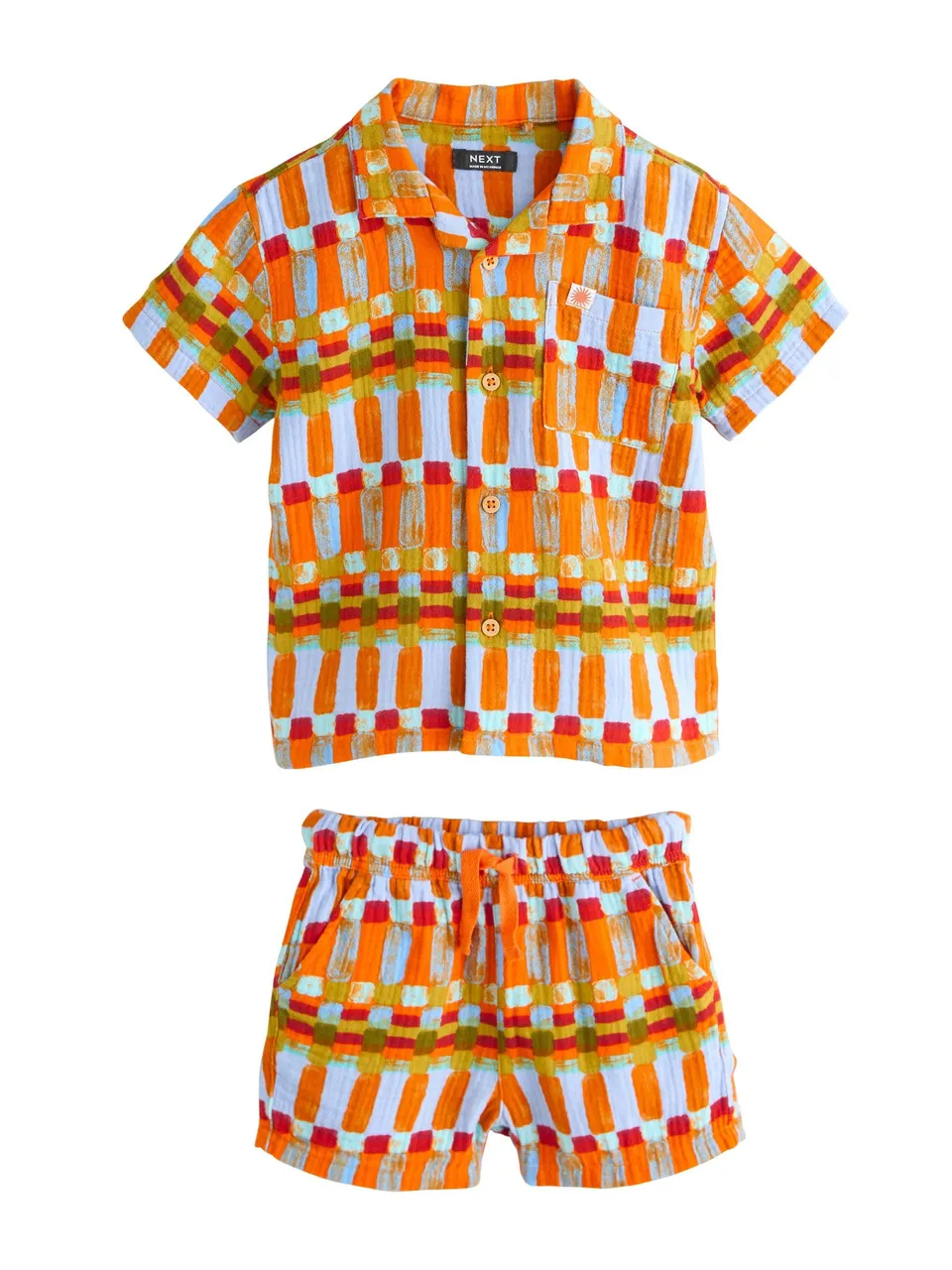 Next completo bambino camicia shorts riga multi