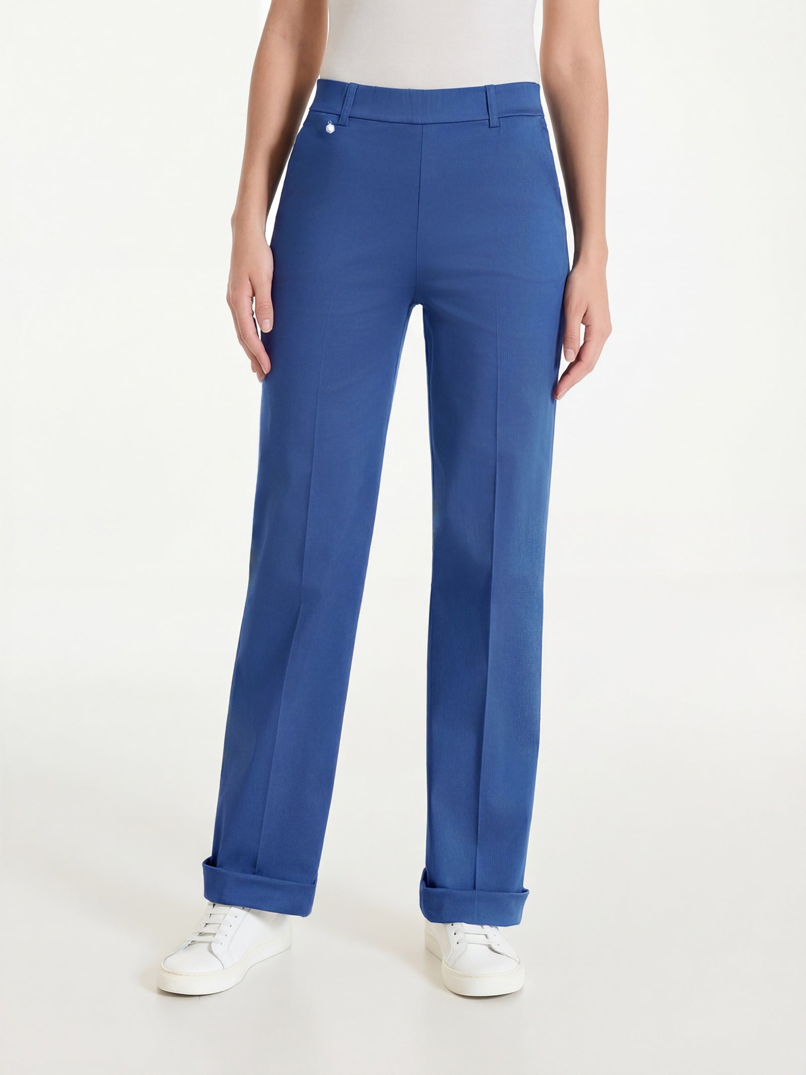 Ragno Satin Power Pantalone Dritto Tasche Risvolto Oceana Cotone