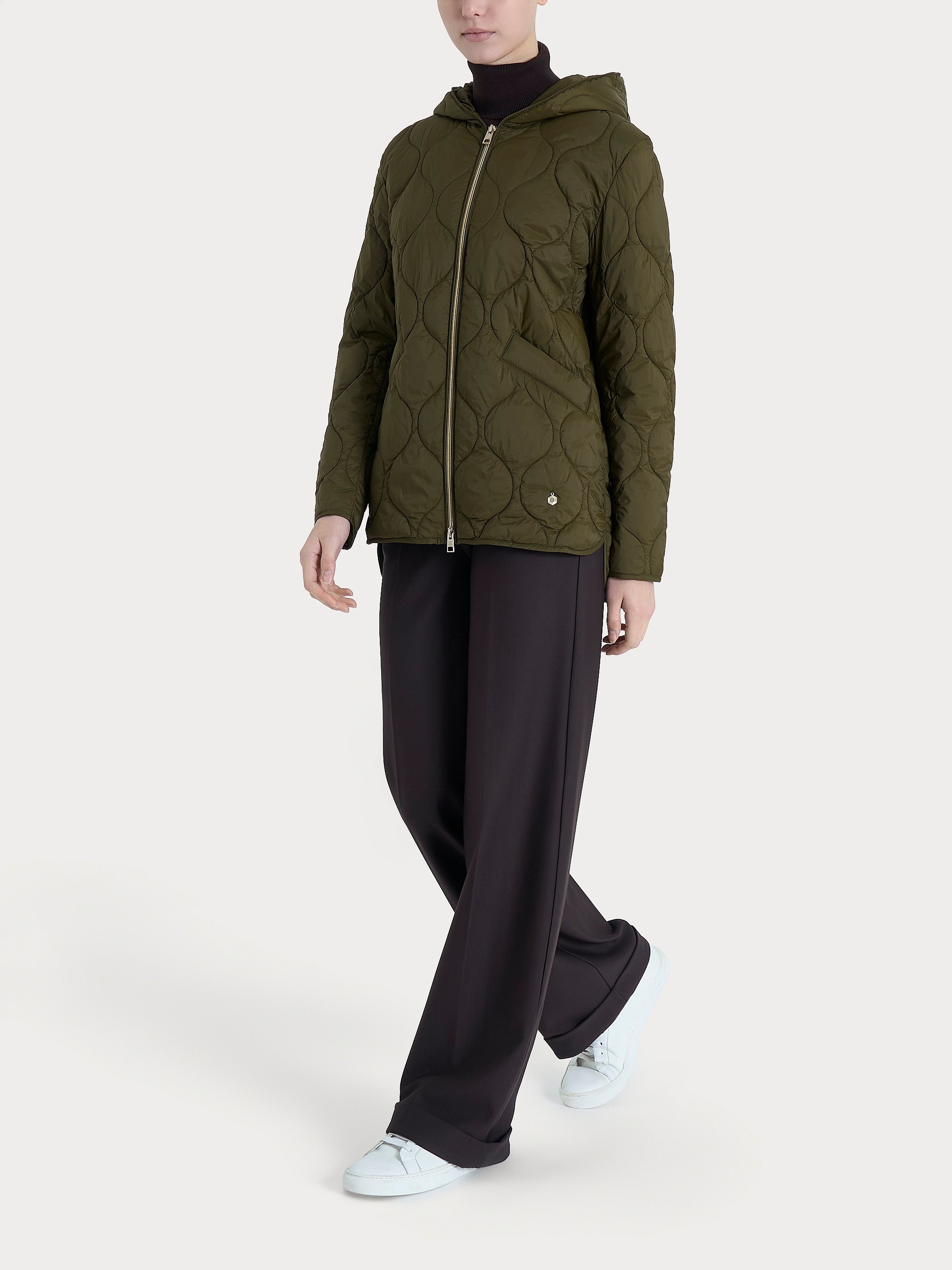 Ragno Onion Quilt piumino donna Dark Olive con cappuccio