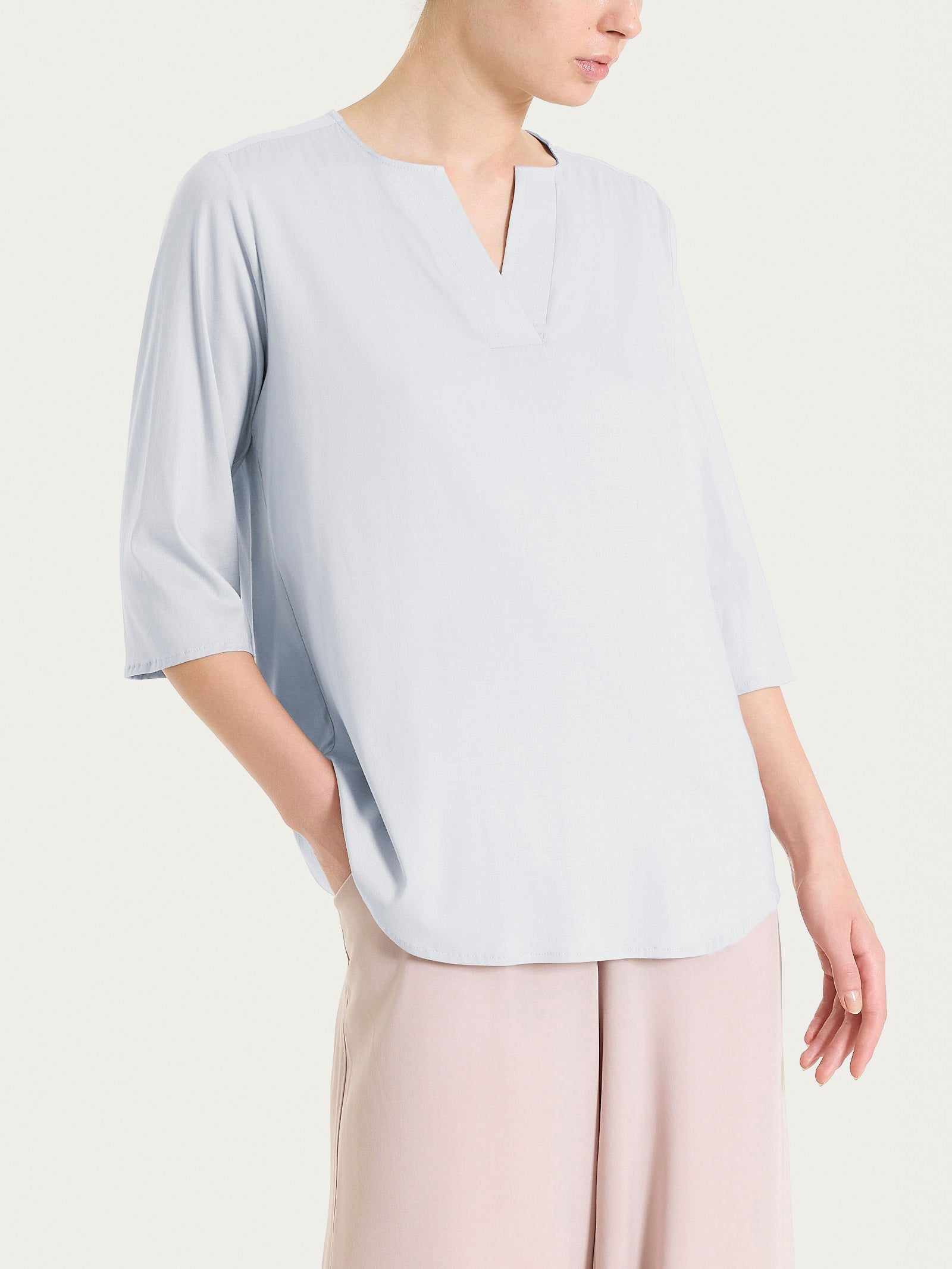 Ragno Blusa scollo a V Voile Stretch Lilac Hint rosa