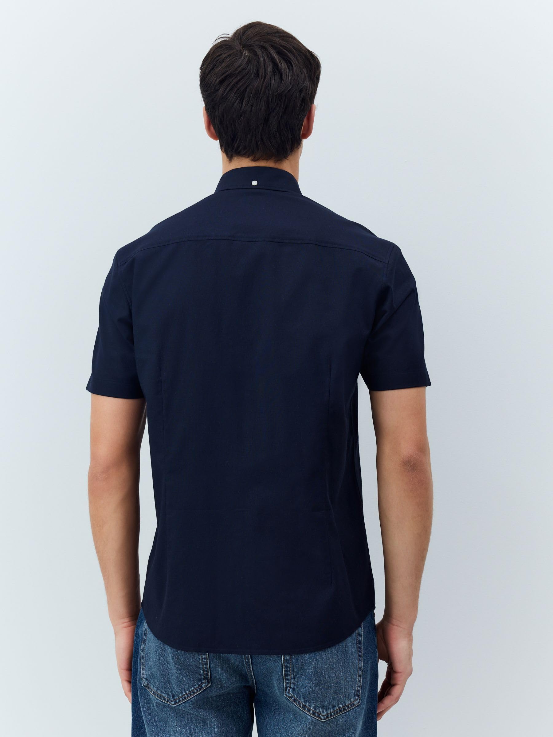 Next camicia oxford uomo maniche corte blu navy L