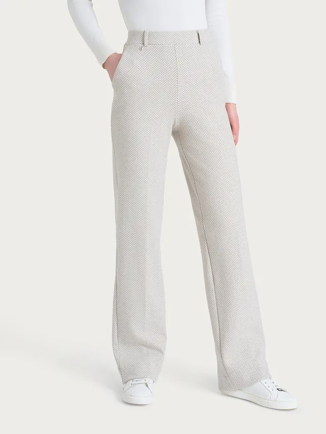 Ragno Compact Pantalone Ampio Wide Leg Eco Jacquard Avorio