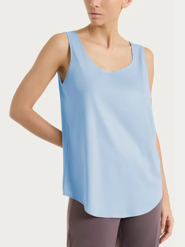 Ragno Voile Stretch top spalla larga azzurro Dusty Blue