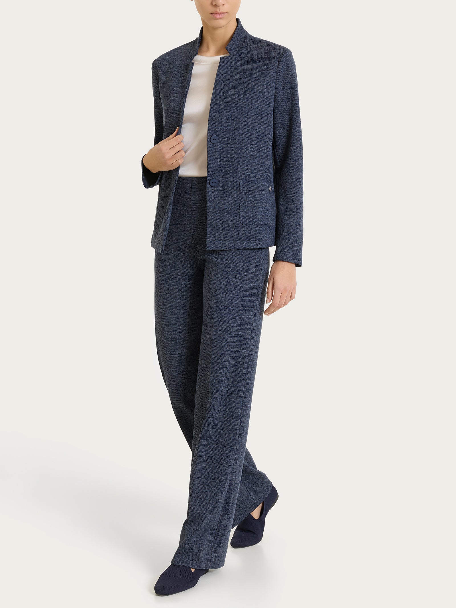 Ragno Blazer corto jacquard micro check Fant.Bleu