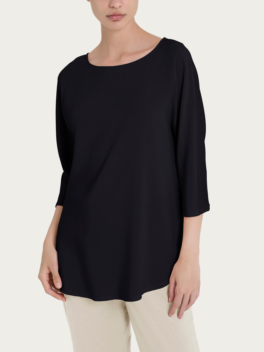 Ragno Viscosa Summer T-Shirt Kimono Nera manica 3/4