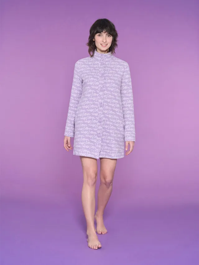 Ragno Cotton Eco Pile vestaglia aperta lilla