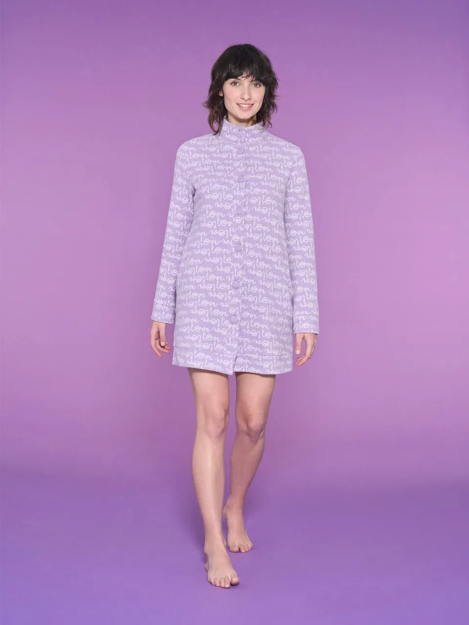 Ragno Cotton Eco Pile vestaglia aperta lilla