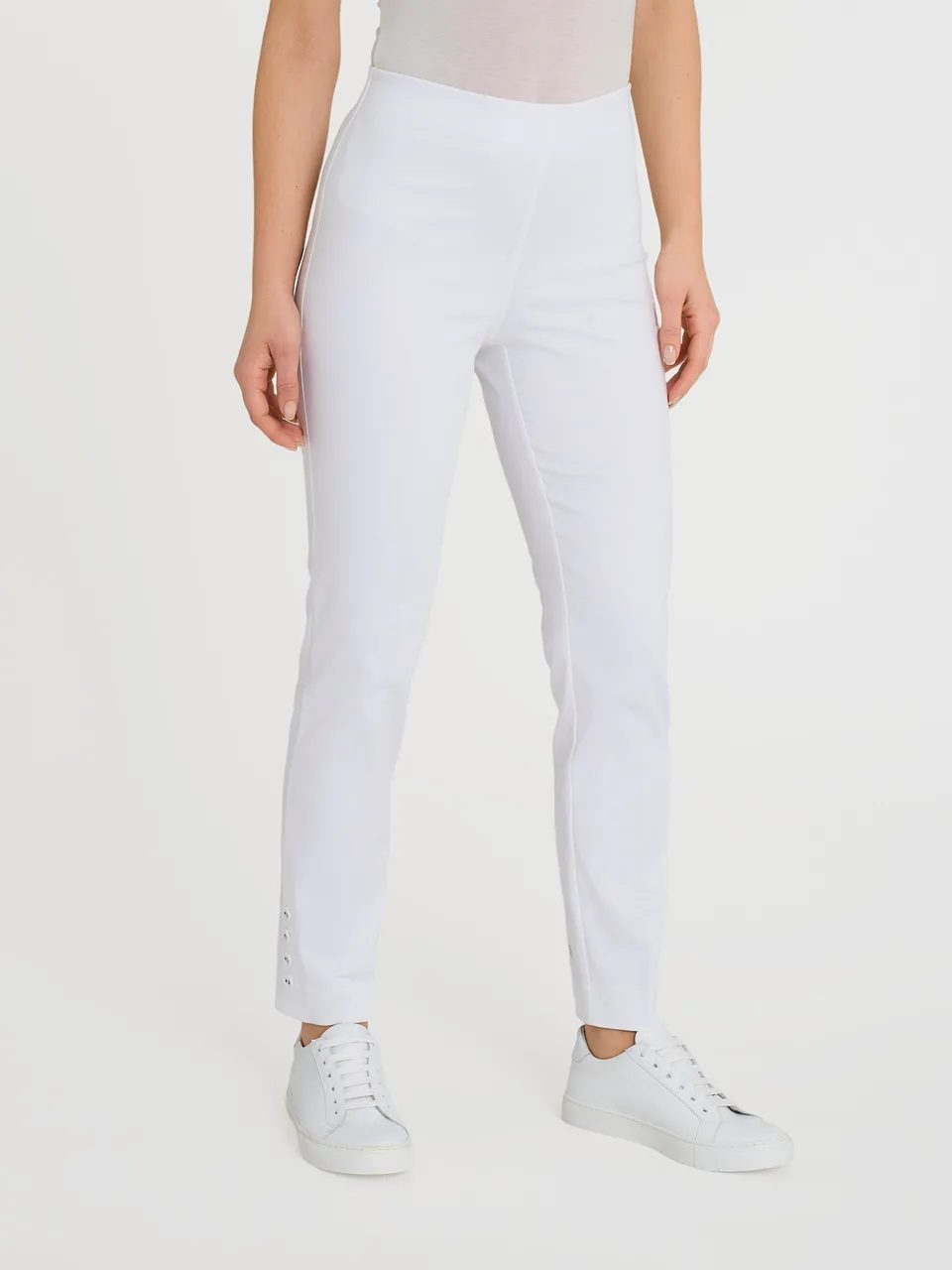 Ragno Satin Power Pantalone capri Bianco con bottoni