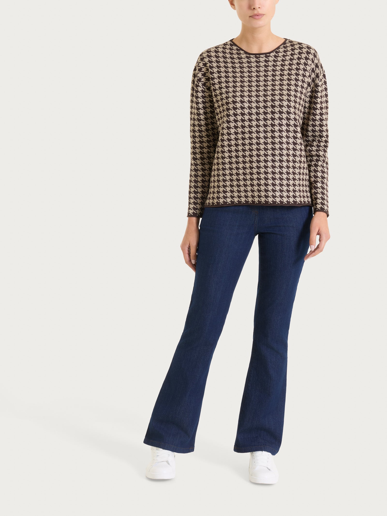 Ragno Four Seasons Pied de Poule Maglia Marrone