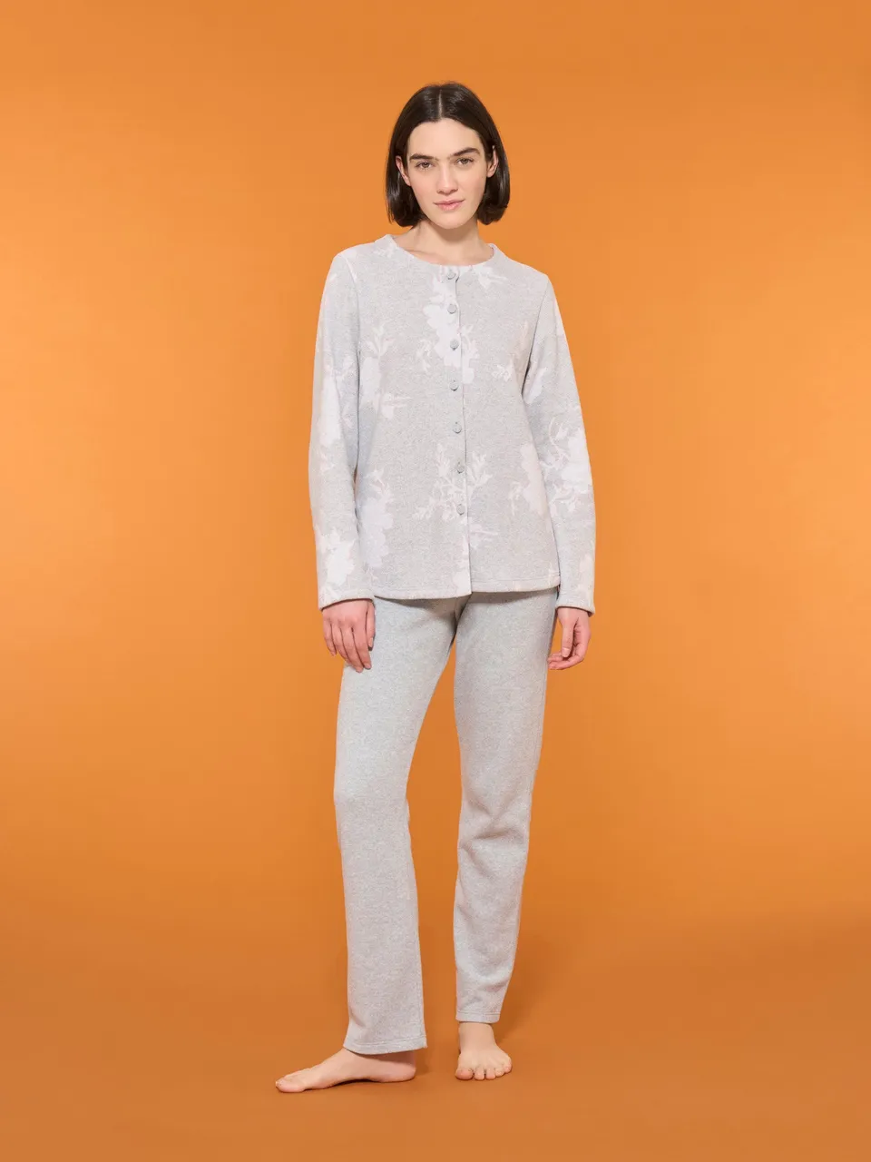 Ragno Cotton Eco Pile pigiama aperto floreale vapore caldo