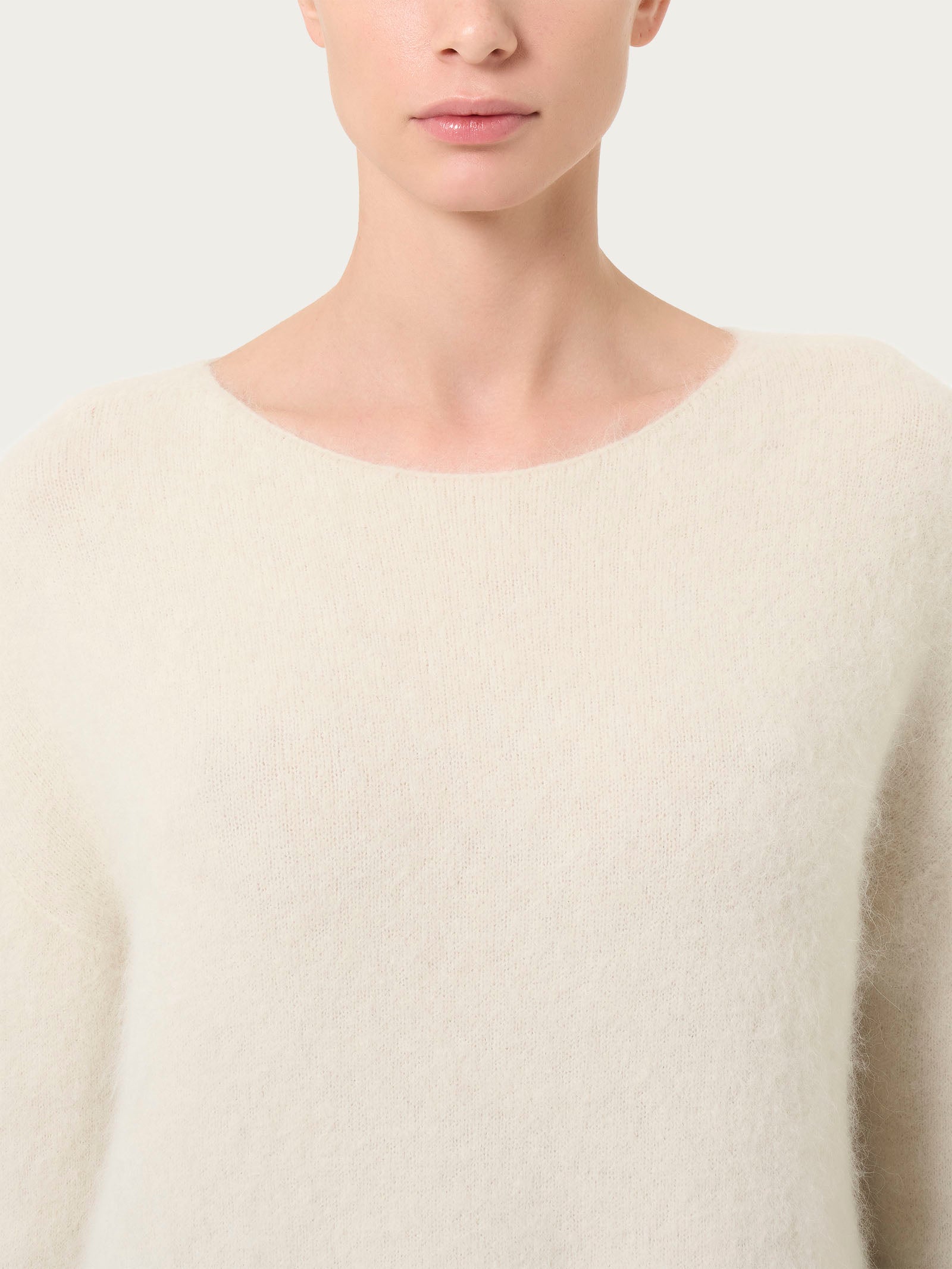 Ragno Merino Soft Maglia Barchetta Alpaca Avorio