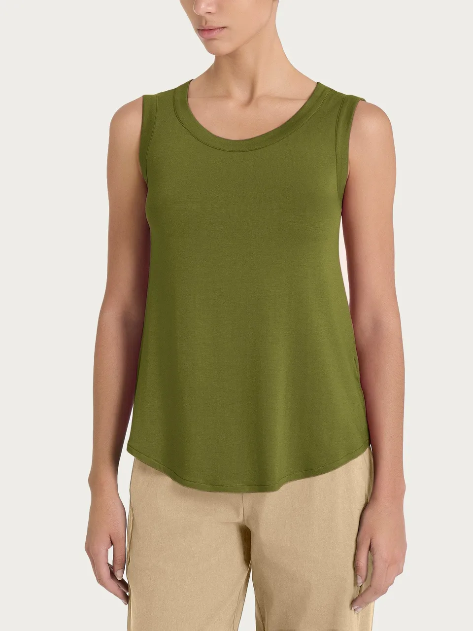 Ragno Viscosa Summer top spalla larga verde svasato