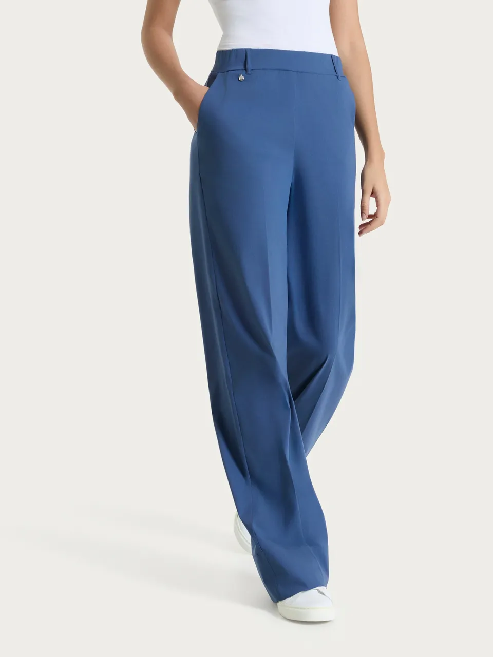 Ragno Super Fresh Pantalone Ampio con tasche e risvolto blu Oceana fresco