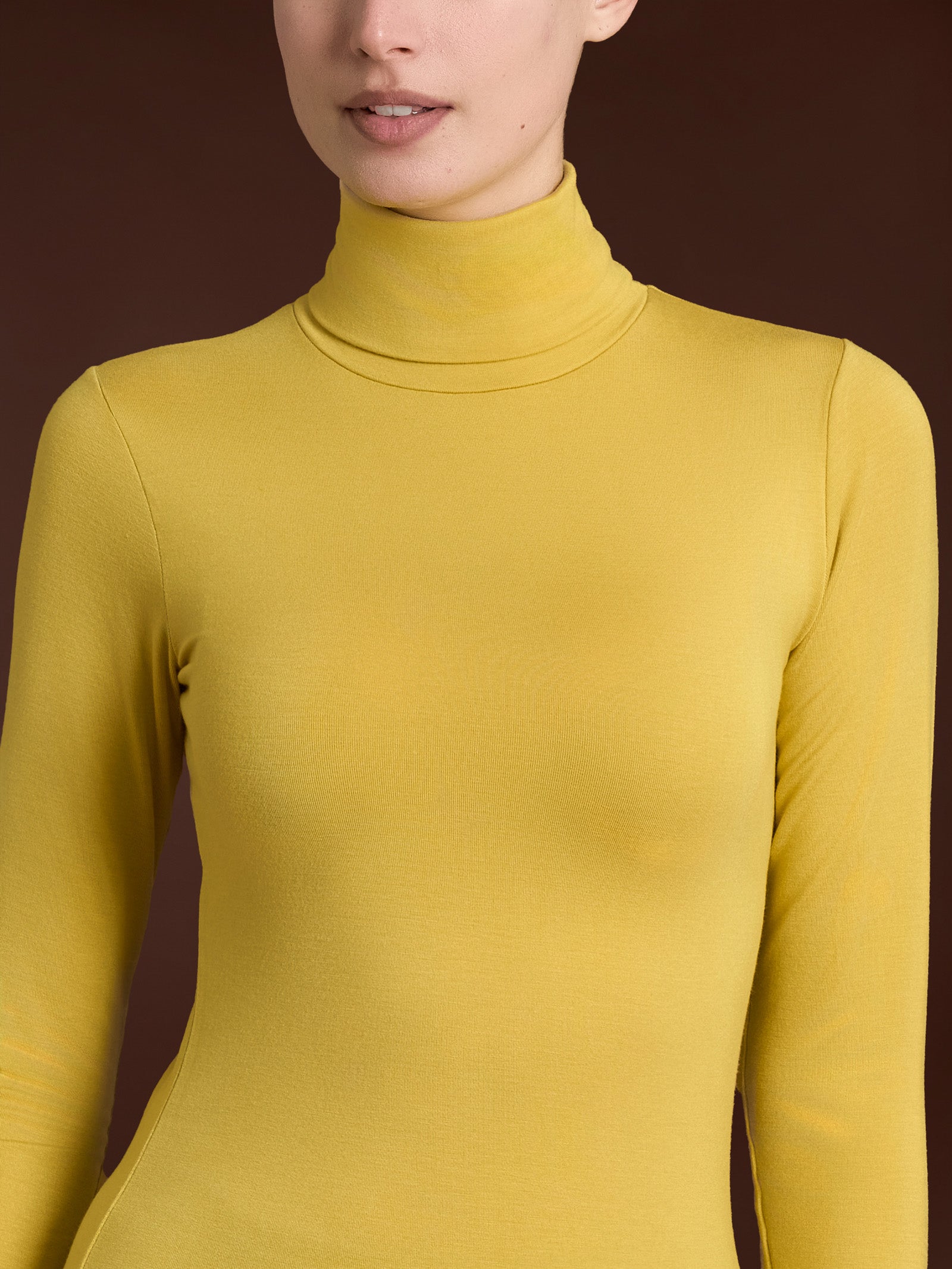 Ragno Eco Viscosa dolcevita donna Oil Yellow elasticizzata