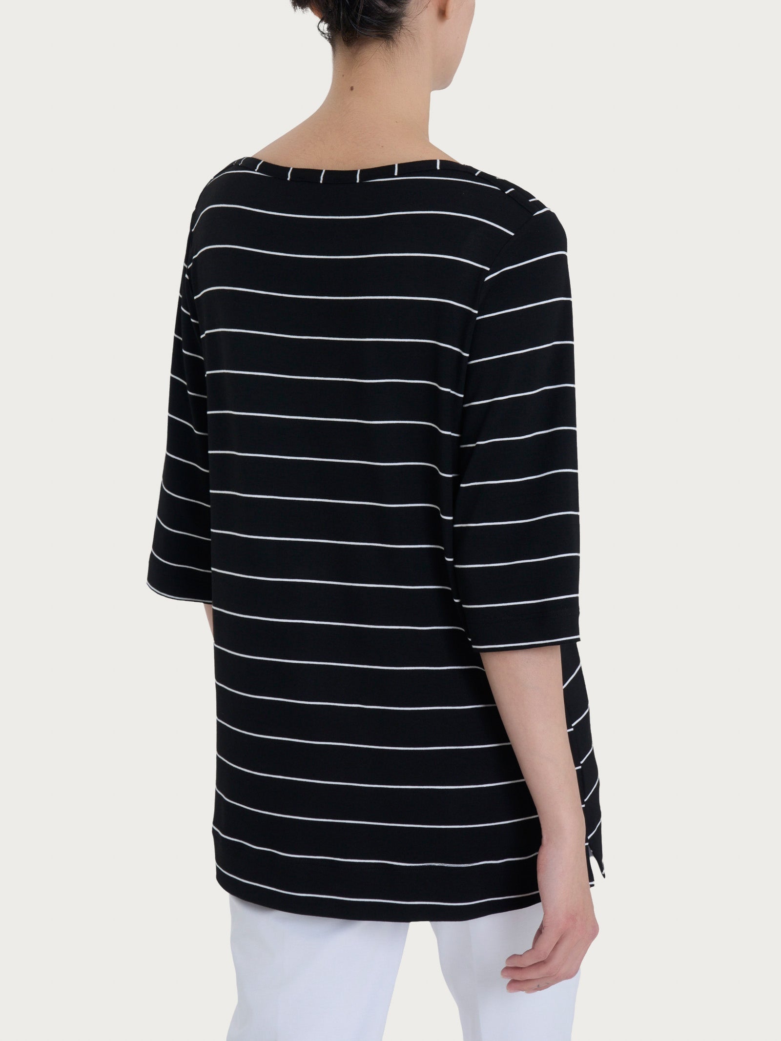 Ragno Viscosa Summer Maglietta Rigate Nero Riga Spaziata soft