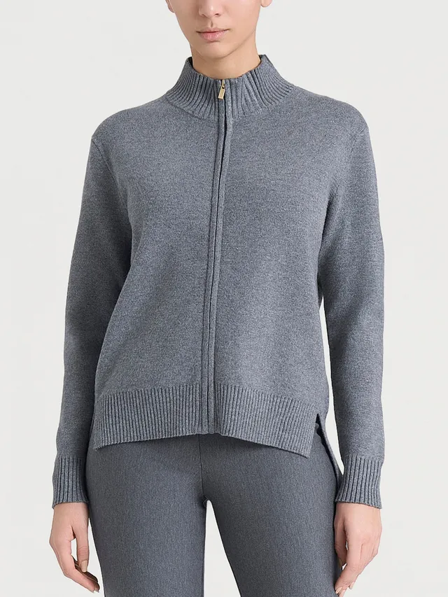 Ragno Four Seasons Cardigan Zip Asimmetrico Ferro Mel. boxy