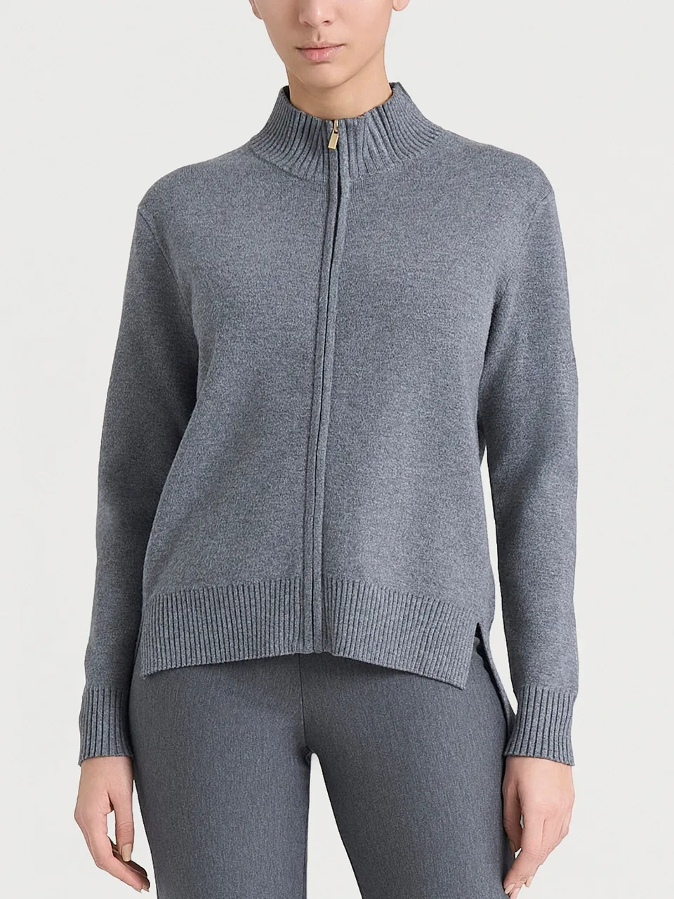Ragno Four Seasons Cardigan Zip Asimmetrico Ferro Mel. boxy