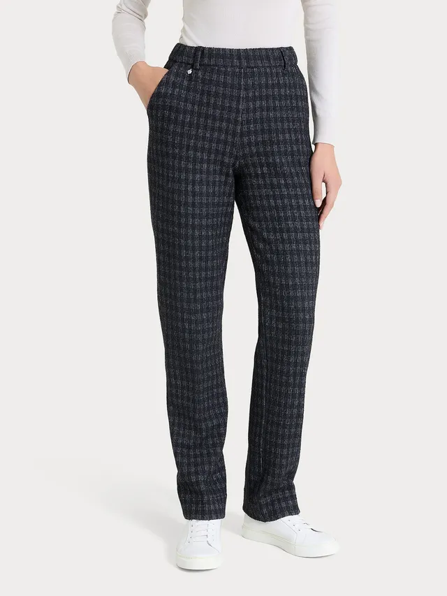 Ragno Compact pantalone dritto tasche misto lana nero check