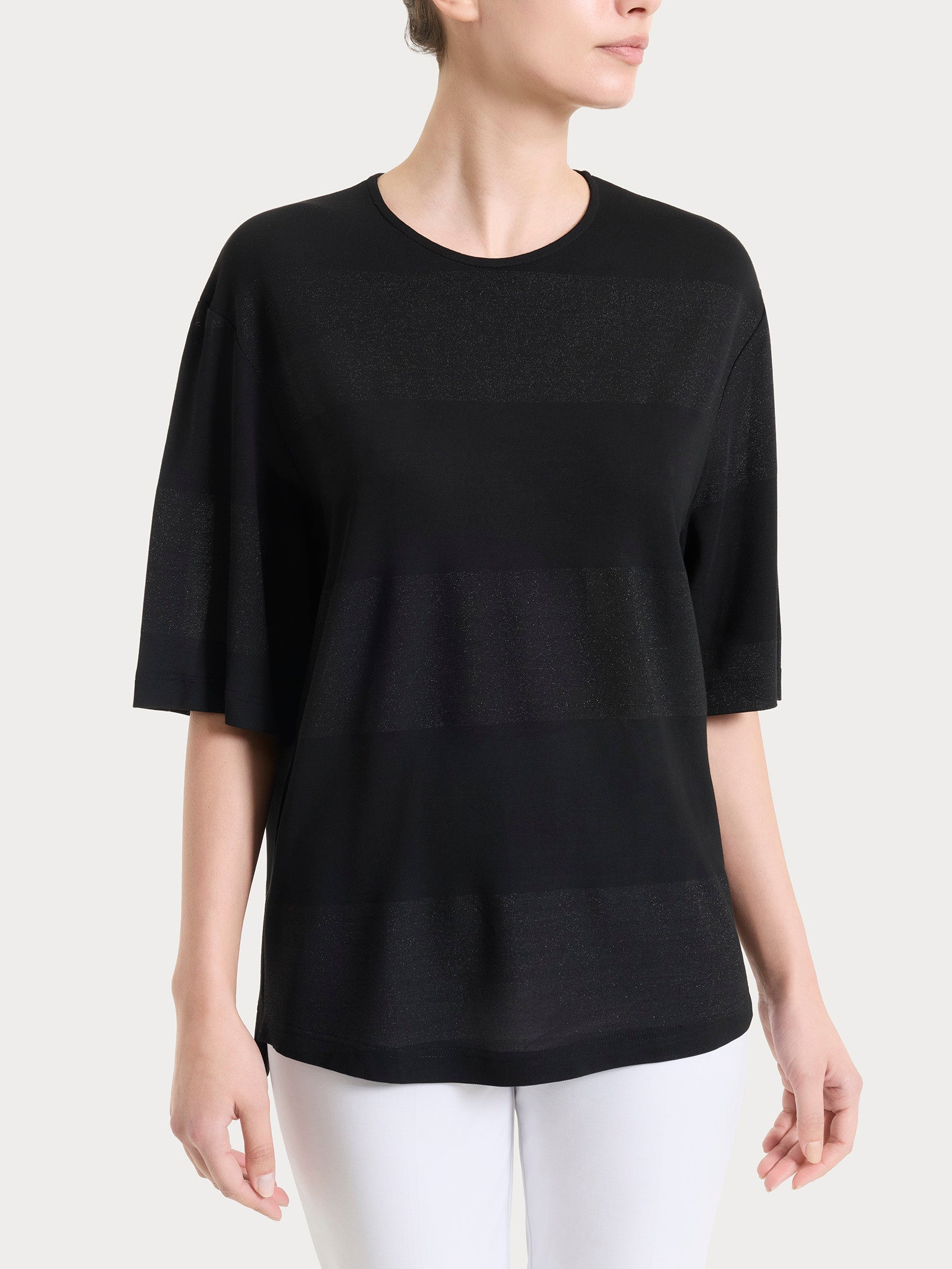 Ragno Summer Light Maglietta righe donna Nero lurex