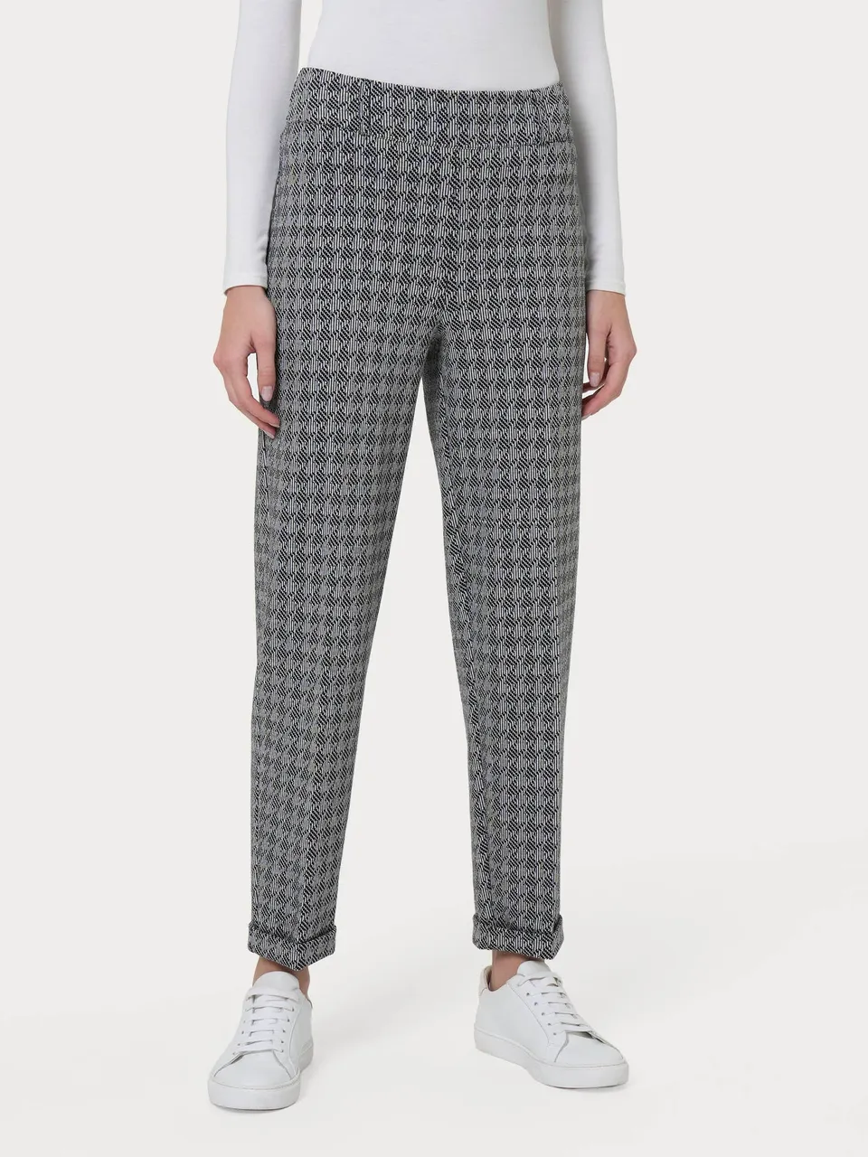 Ragno Compact Pantalone Carota Nero Pied-de-poule