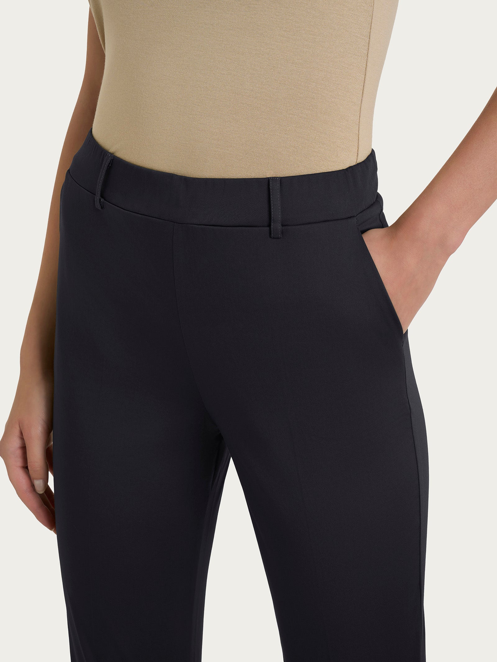 Ragno Satin Power The Straight Leg pantalone nero cotone