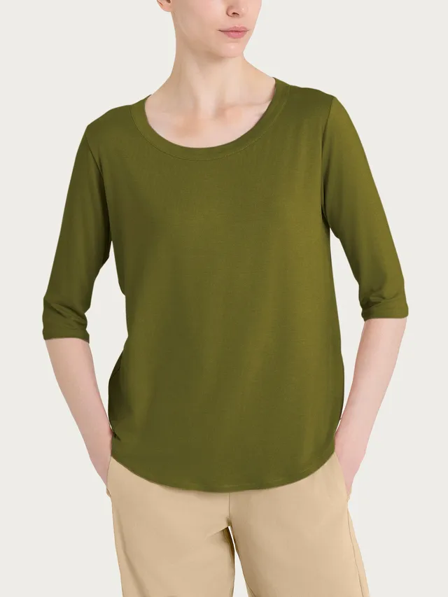 Ragno Gem Girocollo maglietta viscosa verde manica 3/4
