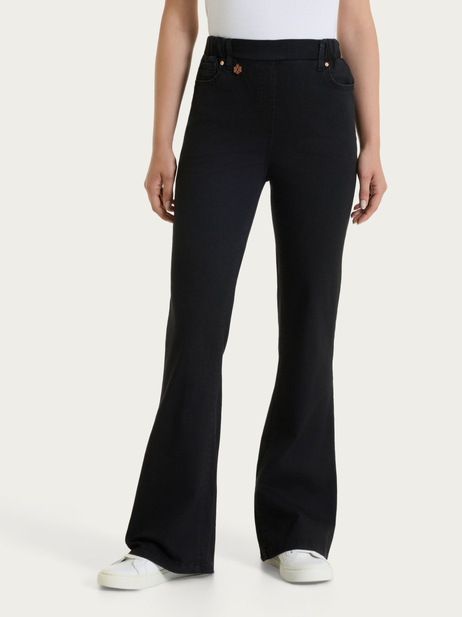 Ragno Super Denim Jeans Flare Scampanato Nero con Tasche