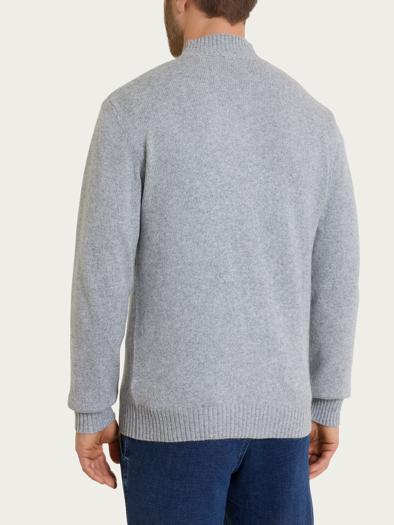 Ragno Natural Soft Cardigan collo alto Ghiaia Mel. morbido