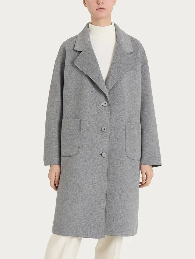 Ragno Vegan Wool Cappotto Bottoni Grigio Melange Caldo