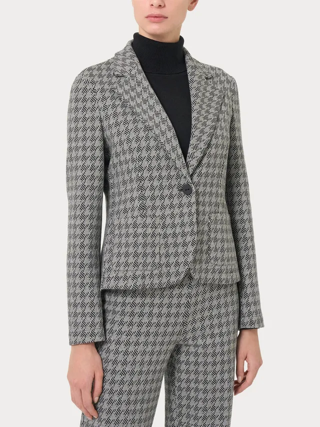 Ragno Eco Jacquard blazer corto 1 bottone Fant.Nero