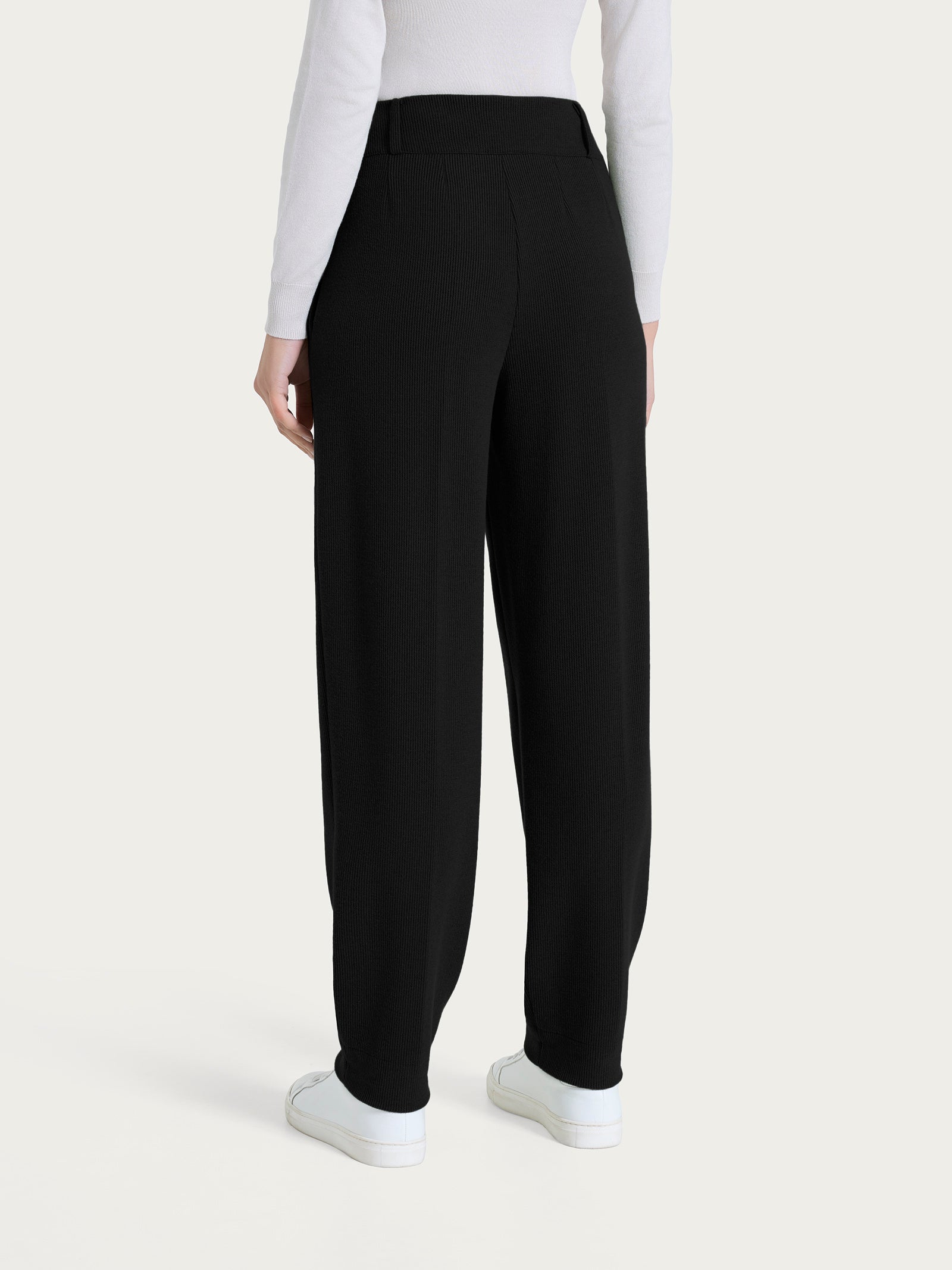 Ragno Relaxed Pantalone Carota Velvet Nero con pinces invernale