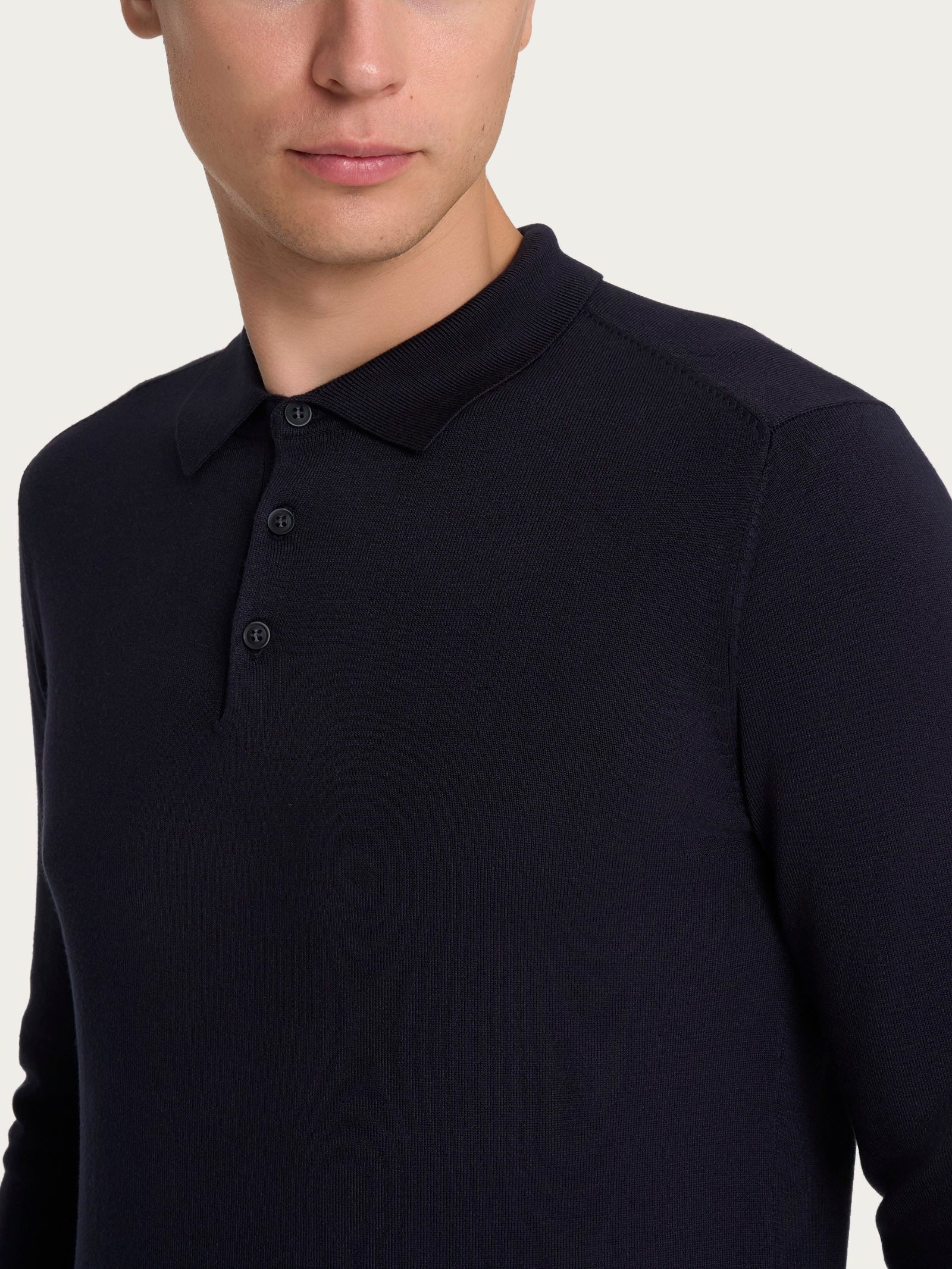 Ragno Four Seasons polo uomo Bleu misto viscosa manica lunga