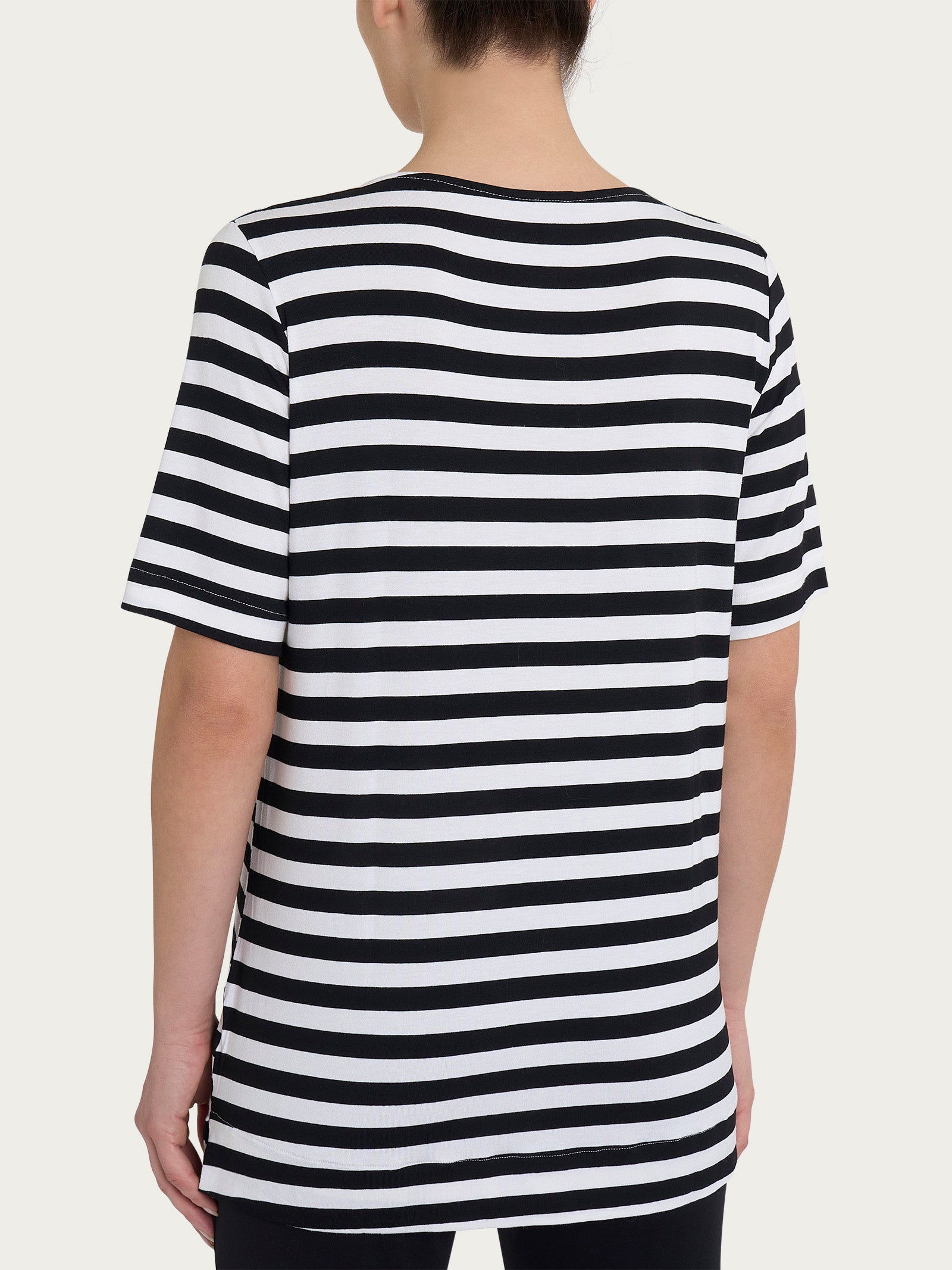 Ragno Viscosa Summer Girocollo maglietta nera Nero Riga Pari