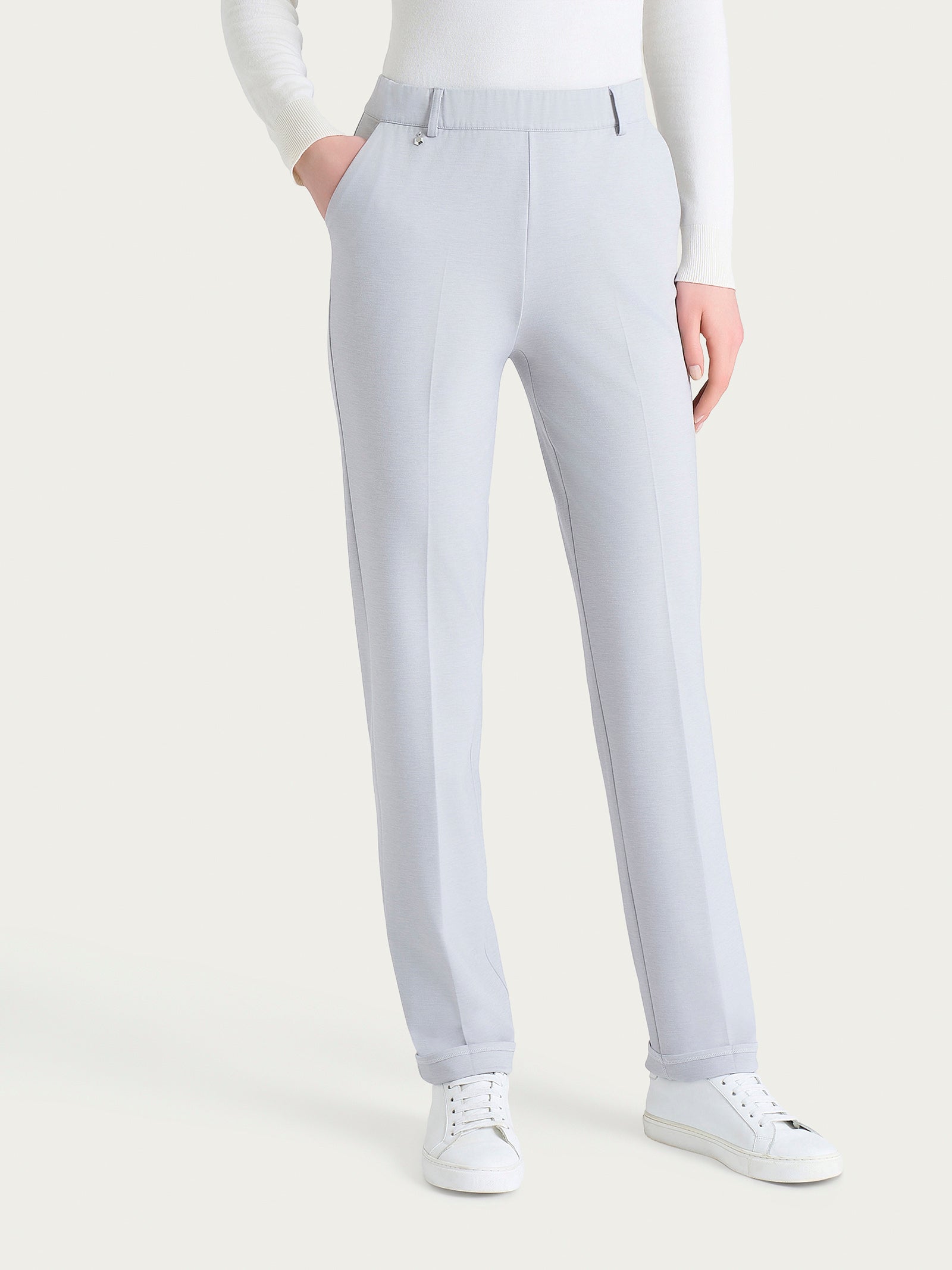 Ragno Cashmere Compact Pantalone dritto Ghiaia Mel.