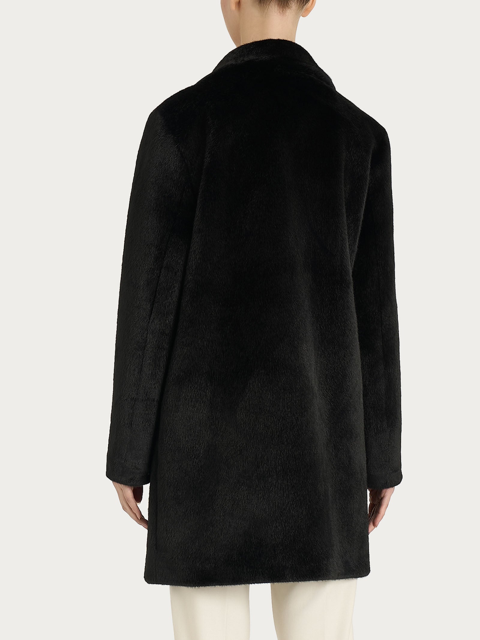 Ragno Vegan Shearling cappotto corto donna nero double-face