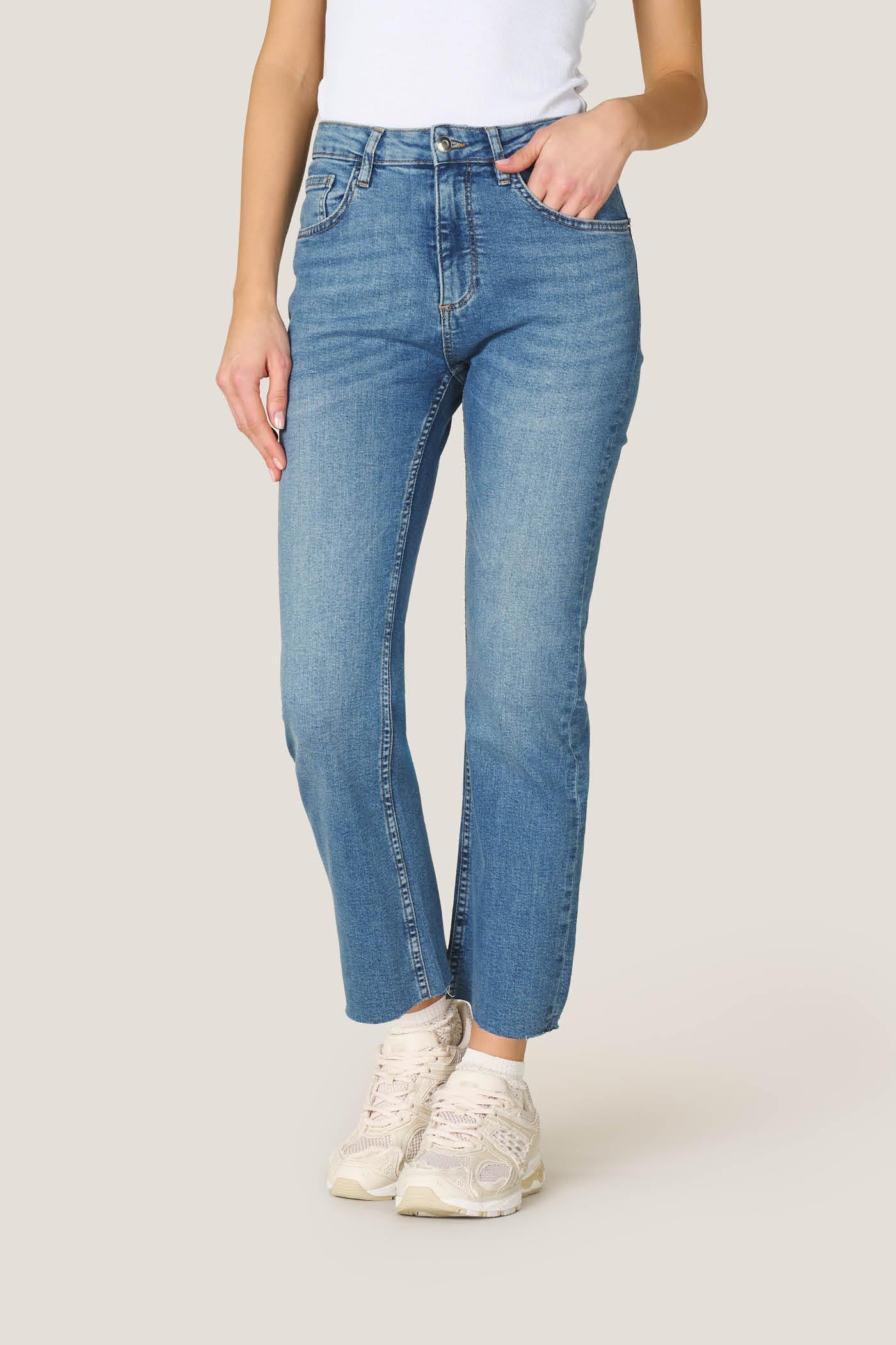 Goldenpoint Jeans Flare Denim Sfrangiato Blu Notte