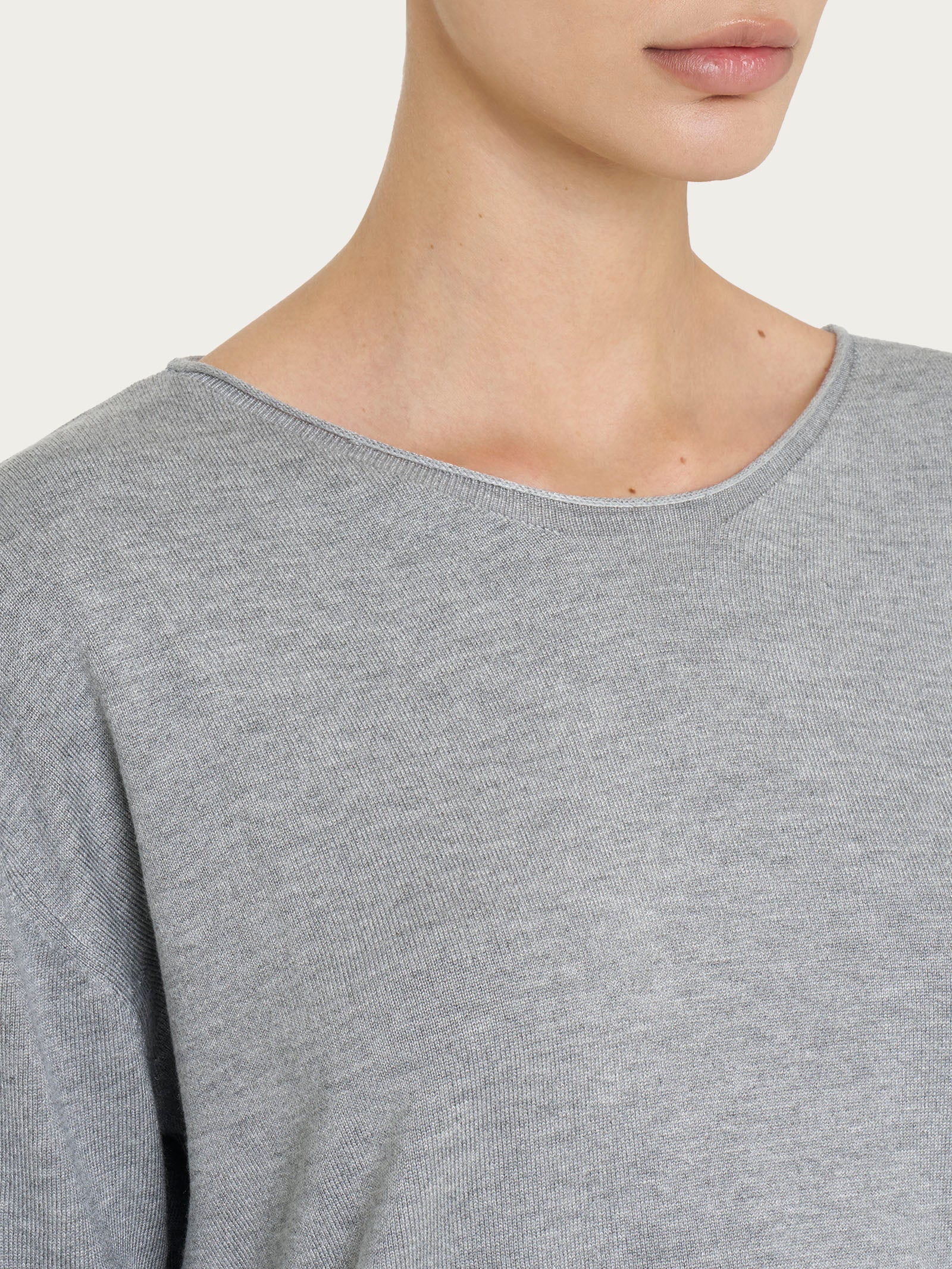 Ragno Four Seasons Maglia girocollo Ghiaia Mel. manica lunga