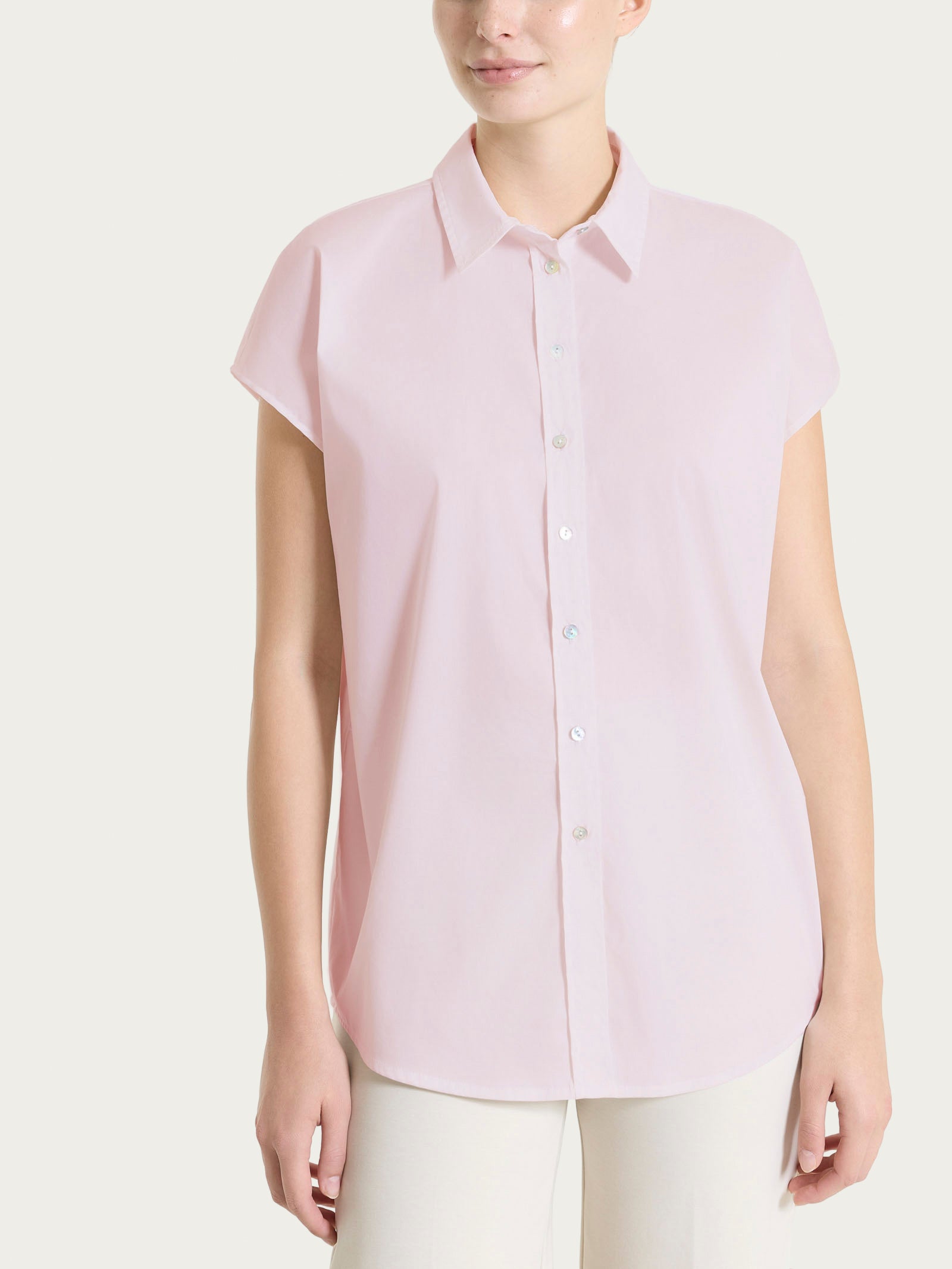 Ragno Puro Cotone Camicia Manica Kimono Pale Lilac poplin