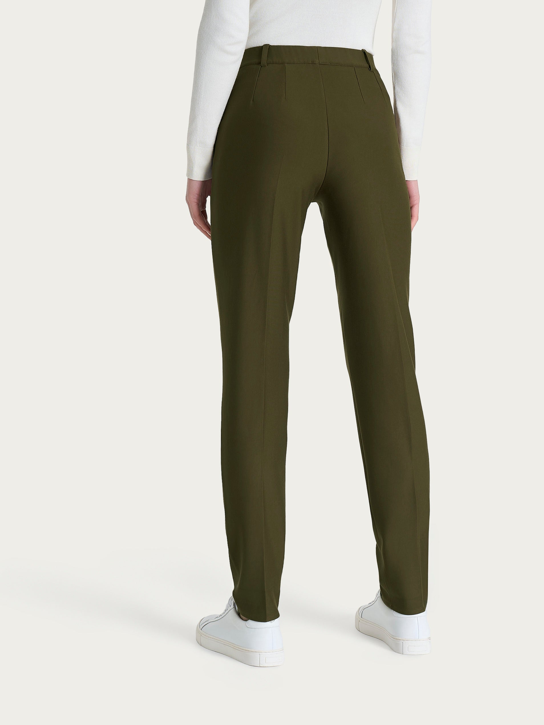 Ragno Compact pantalone chino slim verde dark olive risvolto